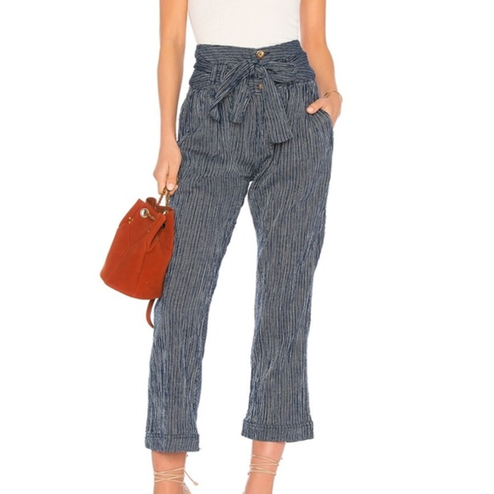 Free People Rumors Yarn Dye Harem Pant- Navy